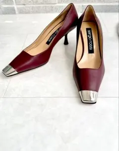 【新品未使用】セルジオロッシ　バーガンディ レザー パンプス