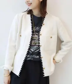 ノーカラージャケット ホワイト