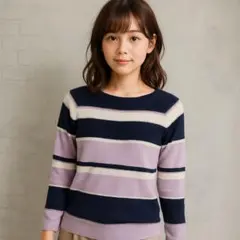 DoCLASSE ボーダーニット セーター 長袖 S ラベンダー系