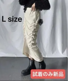 み*さ様 試着のみ！ ミームセレクト　シャーリングリボンギャザースリットスカート