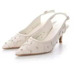 RANDA フラワーカットバックストラップパンプス M 23.5