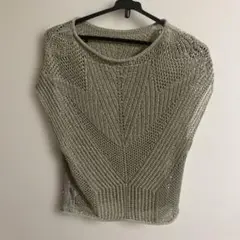 CORAL透かし編みサマーニット　半袖　オリーブ