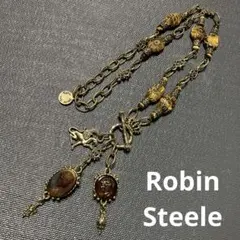美品 Robin Steele ロビンスティール タイガーアイ 石 ネックレス