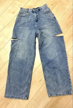 【美品✨】ＧＲＬ　サイドスリットデニムパンツ ダメージ加工 M