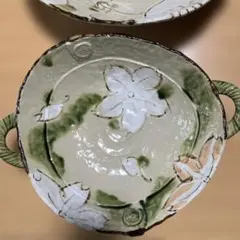 ★桜　手描き花模様オーバルボウル