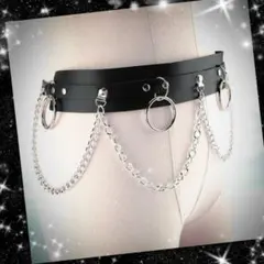 ⚡リング＆チェーンが揺れるベルト！ウエストアクセサリー⭐少々難あり