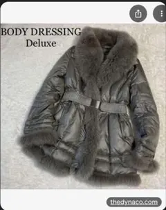 BODY DRESSING Deluxe カシミヤ フォックスファー ベルト付 BODY DRESSING Deluxe コート カシミヤ混 フォックスファー