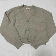 カーディガン　ベージュ　ビジューボタン付き　レディース　H&M Sサイズ