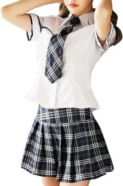 華のJK コスプレ 3点セット トップス スカート ネクタイ 女子高生
