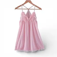 リボンフリルベビードールシアーキャミワンピース