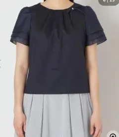 TO BE CHIC　リボンコサージュ カットソー　ネイビー　サイズ42のサムネイル