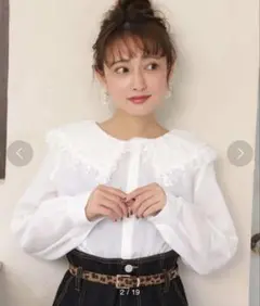 niceclaup フリル襟 長袖シャツ ホワイト