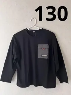 R-61 ポケット付きの黒 Tシャツ 130cm