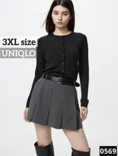 0569 UNIQLO メリノリブクルーネックショートカーディガン ブラック