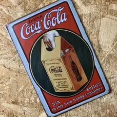 Coca-Cola レトロ広告ボトルコンテナブリキ看板のサムネイル