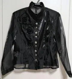 シースルー ブラック フラワーモチーフ 長袖シャツ＆インナーセット