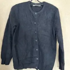 ウール混紡 ブラックカーディガン 長袖M