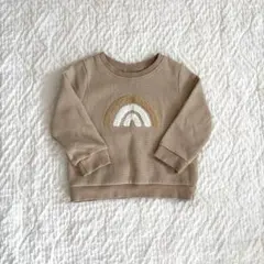 ベビー　トップス　ベージュ レインボー刺繍 トレーナー