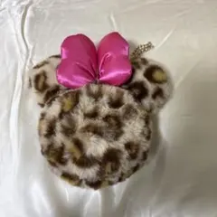 ミニーマウス　ヒョウ柄　ポーチ