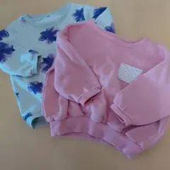 まとめ売り❣️花柄、ピンクスウェットトレーナー 80cm