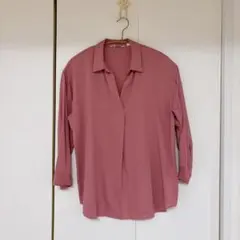 ユニクロ 七分袖 シャツ ダスティピンク 匿名配送