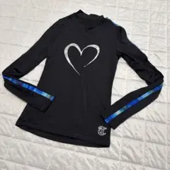 フィギュアスケート・Thuono ブラック ハートプリント 長袖シャツ