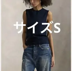 季節を編む一枚ノースリーブセーター　新品未使用ネイビーSのサムネイル