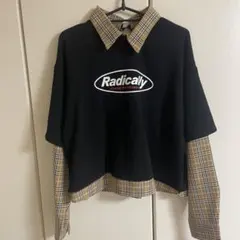【WEGO】シャツレイヤードスウェット