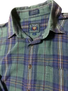 80s CHAPS RALPH LAURENグリーン　チェックシャツ L