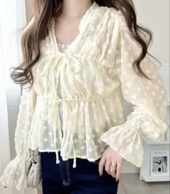 mily bilet 花柄シフォンカーデブラウス M アイボリーのサムネイル