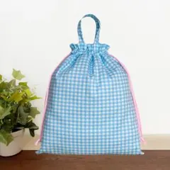 手書き風 ギンガムチェック☆体操着袋 お着替え 入園入学!!