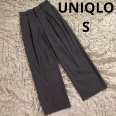 【新品】UNIQLO タックワイドパンツ　ワンタック　ブラウン　S