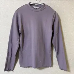 earth music&ecology リブ長袖トップス S ラベンダー フリル