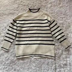 a.v.v レディース 長袖ニット M ボーダー イトキン ハイネック リブ