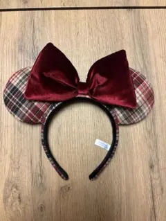 東京ディズニーリゾート カチューシャ チェック柄 ベロアリボン