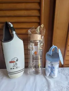 スヌーピー　水筒　 ペットボトルカバー　ひんやりタオルケース付3点セット
