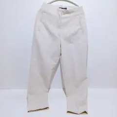 ザラ ZARA センタープレス ストレッチ アンクルパンツスラックス アイボリー
