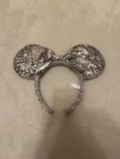 ミニーマウス　カチューシャ スパンコール　シルバー