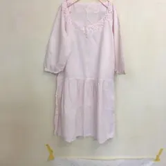 無印　薄ピンクワンピースチュニック綿