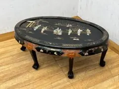 李朝家具 螺鈿細工 黒漆 鳳凰文 座卓 センターテーブル ローテーブル 高級 李朝家具 螺鈿細工 黒漆 鳳凰文 座卓 センターテーブル ローテーブル