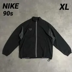 激レア！90s Nike Vintage トラックジャケット　黒グレー　刺繍ロゴ