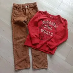 コーデュロイ　ズボン　パンツ　恐竜　トレーナー　２点セット　120