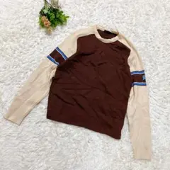 USAヴィンテージ 【L】ラグランニット 茶 ベージュ レトロ古着