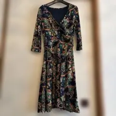 【SALE】le Note ペイズリー柄 カシュクールワンピース