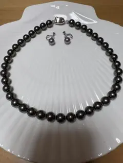 貝パール ブラック ネックレスとイヤリング セット価格