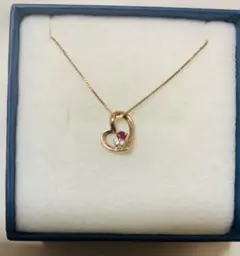 最終値下げK10 PG 天然ダイヤモンド ルビー ハート ネックレス