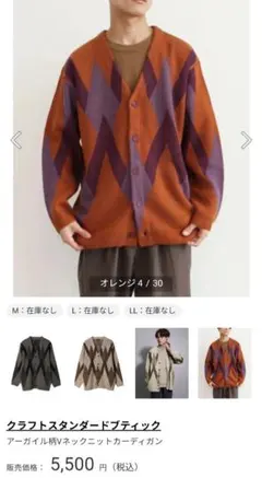 新品未使用 ジグザグパターン ニットカーディガン