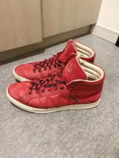 DIESEL レザー ハイカット スニーカー レッド