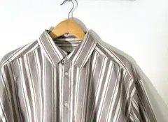SENSE OF PLACE 半袖ストライプシャツ L 茶系 ゆったり