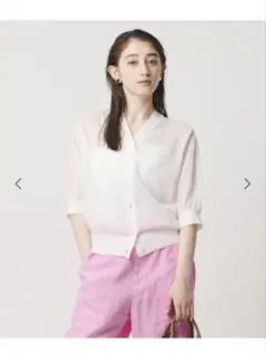 新品UNITED ARROWS シアーvネックカーデ brown - メルカリ